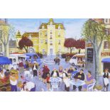 M.M. Lexton, market day Meursault, ltd ed. print, 723/1950, pencil signed, 11½" x 9"