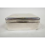 An Edwardian silver cigarette box, A/F, of plain design, lined in balsa wood, by William Comyns