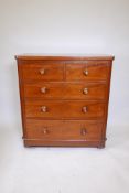 A Victorian mahogany chest of two over three drawers, with original handles inlaid with mother of