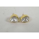 A pair of silver gilt and mine cut diamond ear studs