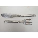 A pair of Victorian sterling silver fish servers by Martin Hall & Co, Sheffield, 1868, hallmarked,