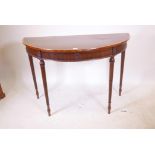 A late C19th/early C20th Adam style mahogany demilune console table with satinwood banded top and