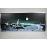 P. Lightfoot, the New World, sci-fi print on board, 40" x 16"