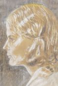 A pastel profile portrait of a lady, signed S.W., 12½" x 8½"