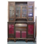 A C19th mahogany secretaire bookcase with Adam Style decoration, a glazed upper section, and the