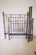 A Victorian brass and iron double bed, 55" x 70½? interior, 63½? high