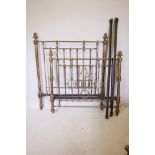 A Victorian brass and iron double bed, 55" x 70½? interior, 63½? high