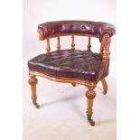 A William IV leather chesterfield desk chair, 30" high