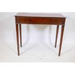 A C19th mahogany side table with single drawer, raised on square tapering supports, 14" x 32" x 28½?