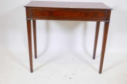 A C19th mahogany side table with single drawer, raised on square tapering supports, 14" x 32" x 28½?