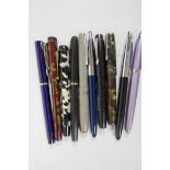 Ten fountain pens including vintage Parker, Rex, Abbe