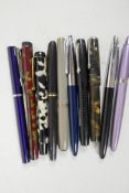 Ten fountain pens including vintage Parker, Rex, Abbe