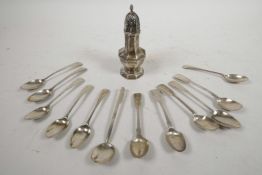 Thirteen Regency and Early Victorian small sterling silver spoons, a variety of makers, all
