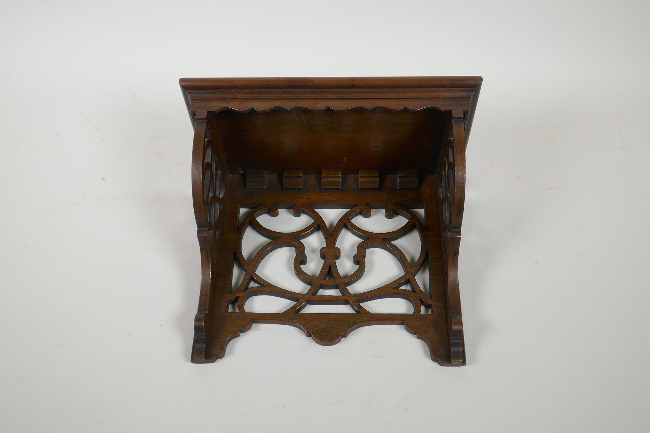 A rosewood clock bracket with pierced decoration, 10" x 5" x 9" high - Image 2 of 3