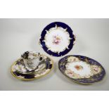 An 'Old Coalport' porcelain trio, c.1830, with a cobalt blue ground, rich and elaborate gilding,