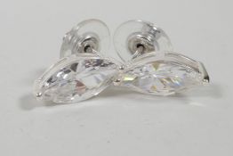 A pair of 925 silver and cubic zirconium set earrings