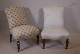 A pair of French C19th humpback parlour chairs