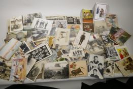 A quantity of early post cards including WWI, African topographical, bull fighting, The Beatles,