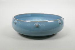 A Chinese Ru ware style dish, 8½" diameter