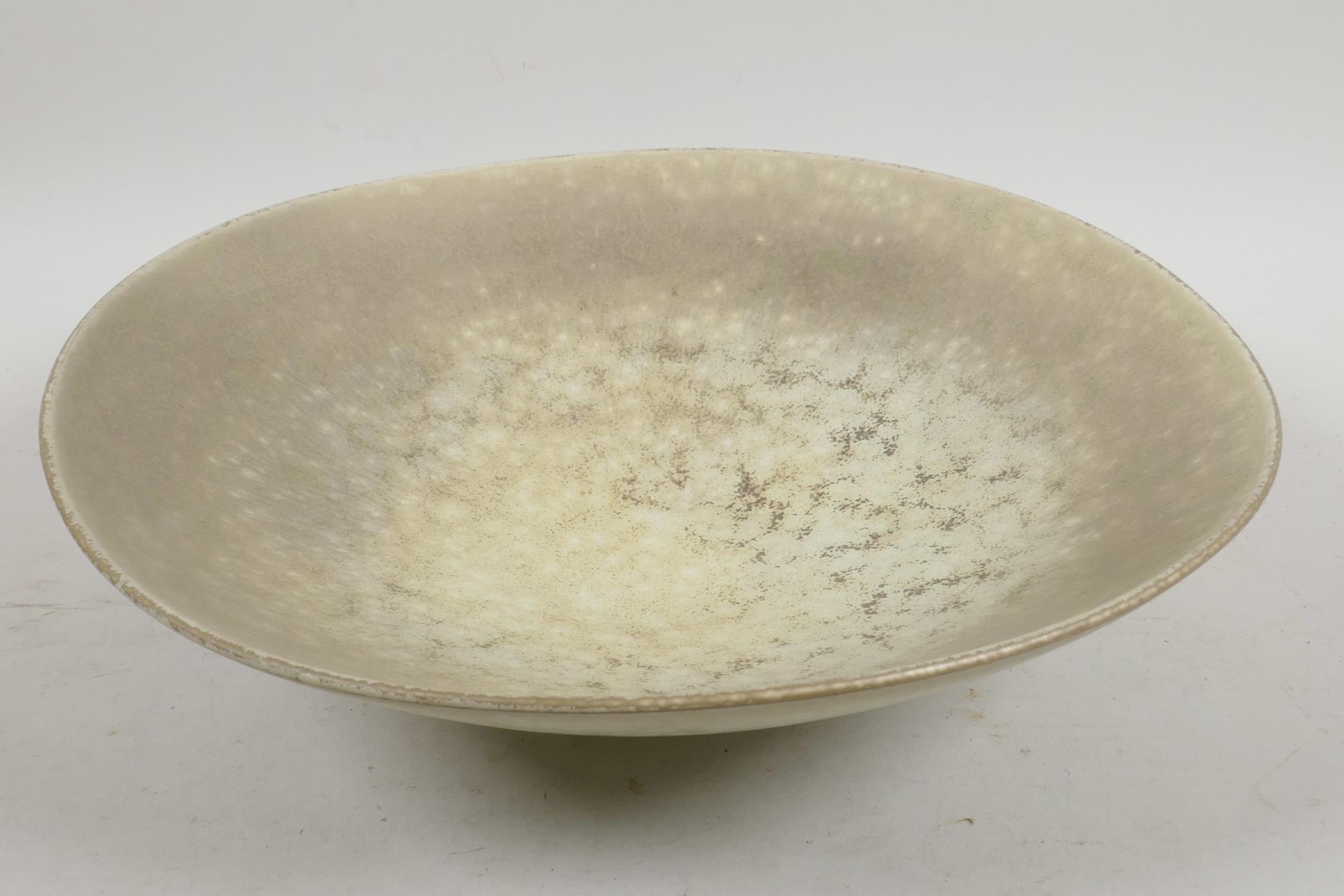 Carl-Harry Stalhane for Rorstrand, studio pottery shallow fruit bowl with clouded glaze, 11" dia - Image 2 of 4