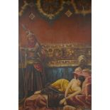 A hand finished print on canvas of an Ottoman harem scene, 22" x 35½"