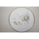 A Hutschenreuther porcelain charger decorated with an Italian mountaintop village scene, 12½"
