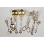 A collection of Swedish silver flat ware, including two soup spoons, and a pusher spoon by 'C.G