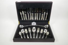 A George Butler silver plated canteen 'The Ashberry Collection', eight settings, cased, 18" x 12½"