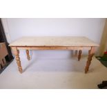 A pine farmhouse style scullery table with a single drawer to end, 69½? x 31" x 30" high