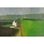 Naive rural landscape, oil on canvas board, 29½? x 24½?