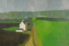 Naive rural landscape, oil on canvas board, 29½? x 24½?