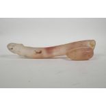 A pink moulded glass phallus, 12" long