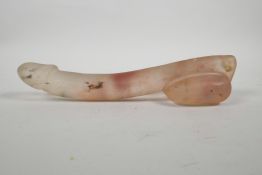 A pink moulded glass phallus, 12" long