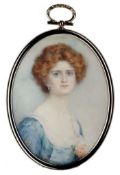 Gertrude Massey, née Seth, (British, 1868-1957) a portrait miniature of 'Miss Horton' c.1900, signed