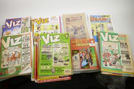 A quantity of Viz magazines together with a 1920 Young Britain comic and a 'The Number 2000 Beano'
