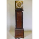 A C18th eight day mahogany long case clock, the brass dial with silver chapter ring marked with