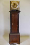 A C18th eight day mahogany long case clock, the brass dial with silver chapter ring marked with