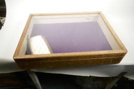 A mahogany table top glazed display cabinet, 19" x 25" x 4½"