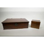 An C18th mahogany box, fitted out internally with drawers and metal hinges, 16" long x 11" wide x 5"