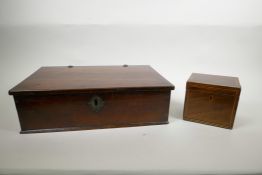 An C18th mahogany box, fitted out internally with drawers and metal hinges, 16" long x 11" wide x 5"