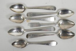 A set of six Scottish silver teaspoons hallmarked Edinburgh 1807/1810, maker's mark JN and another