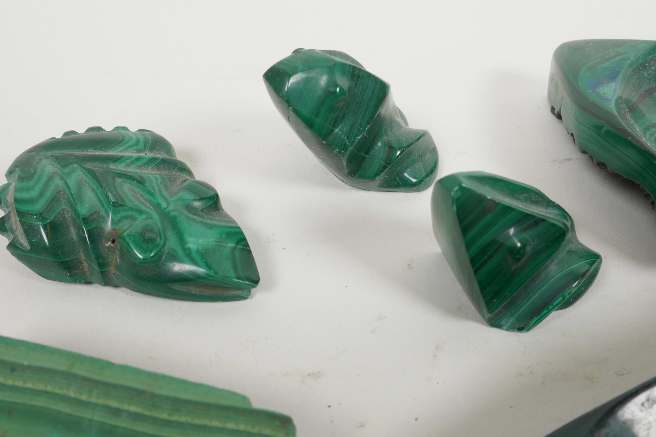 A quantity of carved malachite including three frogs etc, largest 4½" long - Image 2 of 5