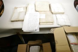 Two boxes of deeds, indentures, settlements and other legal documents