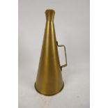 A brass megaphone, 15" long