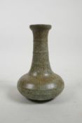 A Chinese crackle glazed porcelain vase of squat form, 6½" high