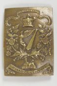 A bronze buckle from the 18th Royal Irish Foot Regiment, 3½? long