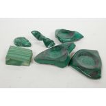 A quantity of carved malachite including three frogs etc, largest 4½" long