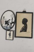 A silhouette of a 1920s lady, signed Scotford and dated 1926, 3½" x 5½" together with an oval