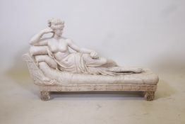 A marble nude of 'Pauline Bonaparte as Venus Victrix', after Antonio Canova, 12" x 37"