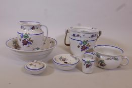 A Victorian Staffordshire pottery toilet set, with transfer decoration